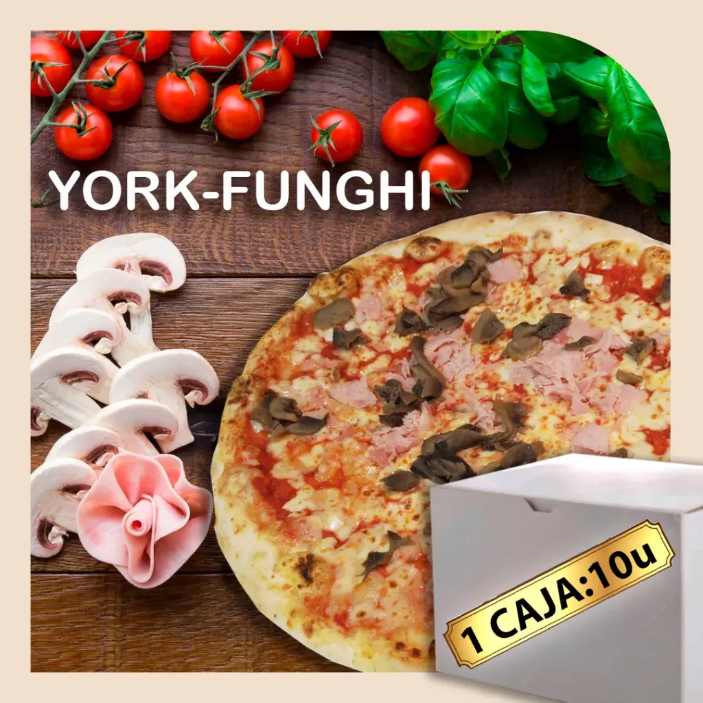 Pizzas 1 caja Jamon dulce-Funghi: 10u